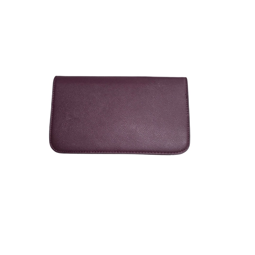Aldo Burgundy Textured Faux Leather Zip‎ Around Clutch Wallet Gold Hardware